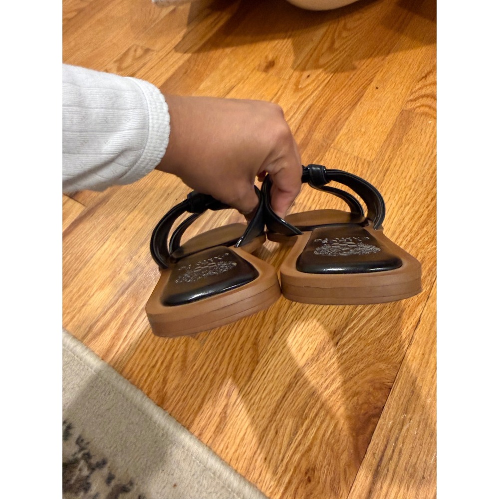 Vince Camuto Black Knot Slide Sandals Square Toe Flat Womens 9.5M Leather - Picture 4 of 4
